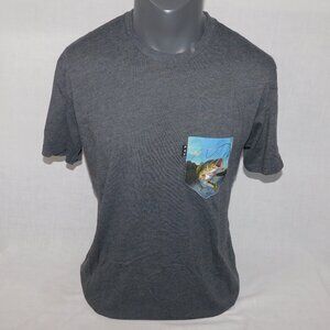 Poches & Fils Mens L Dark Gray Nagano Cane Pocket T-Shirt Bass Fishing